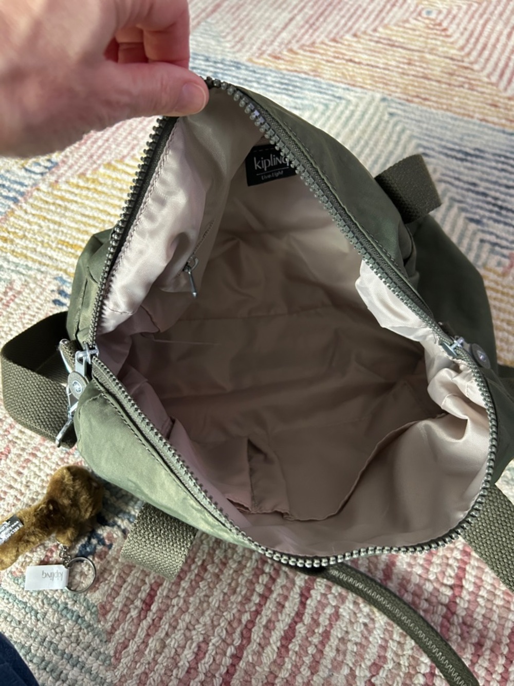 Kipling Olive Green Klara Satchel - Picture 5 of 6